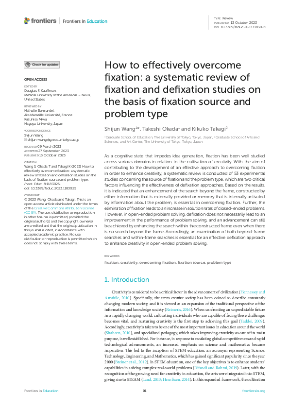 (PDF) How to effectively overcome fixation: a systematic review of ...