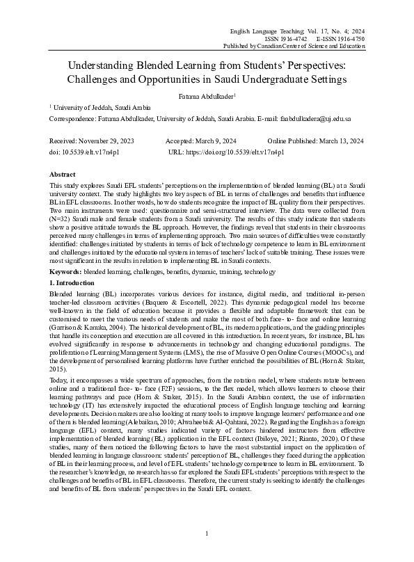 (PDF) Understanding Blended Learning from Students' Perspectives ...