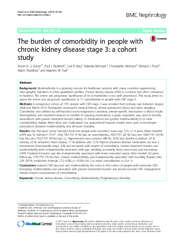 (PDF) The burden of comorbidity in people with chronic kidney disease ...