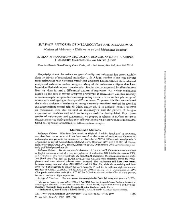 (PDF) Surface antigens of melanocytes and melanomas. Markers of ...