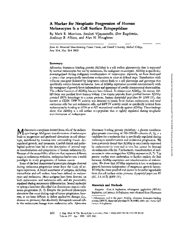 (PDF) A marker for neoplastic progression of human melanocytes is a ...