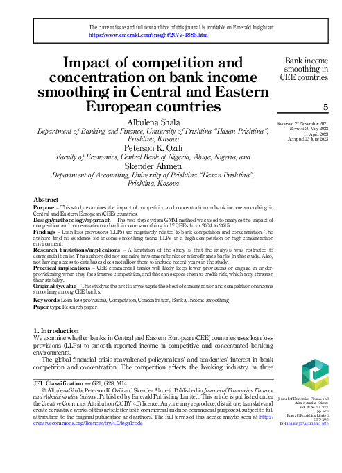 (PDF) Impact of competition and concentration on bank income smoothing ...