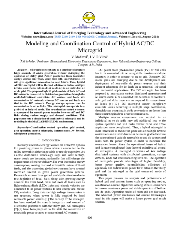(PDF) Modeling and Coordination Control of Hybrid AC/DC Microgrid