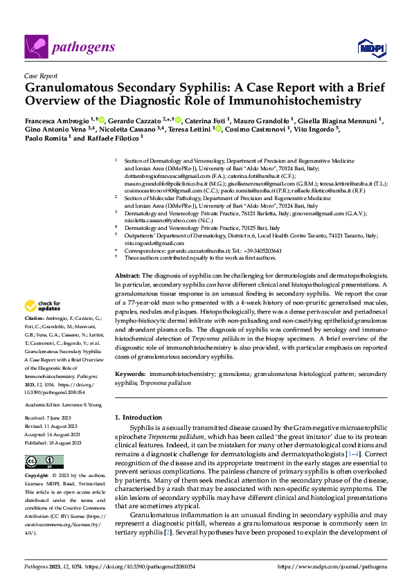 (PDF) Granulomatous Secondary Syphilis: A Case Report with a Brief ...