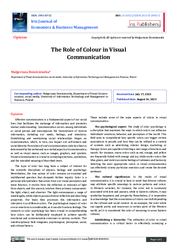 (PDF) The Role of Colour in Visual Communication