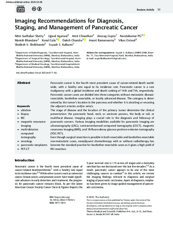 (PDF) Imaging Recommendations for Diagnosis, Staging, and Management of ...
