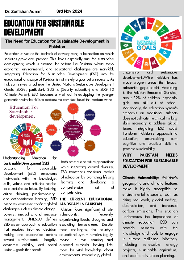 (PDF) EDUCATION FOR SUSTAINABLE DEVELOPMENT The Need for Education for ...