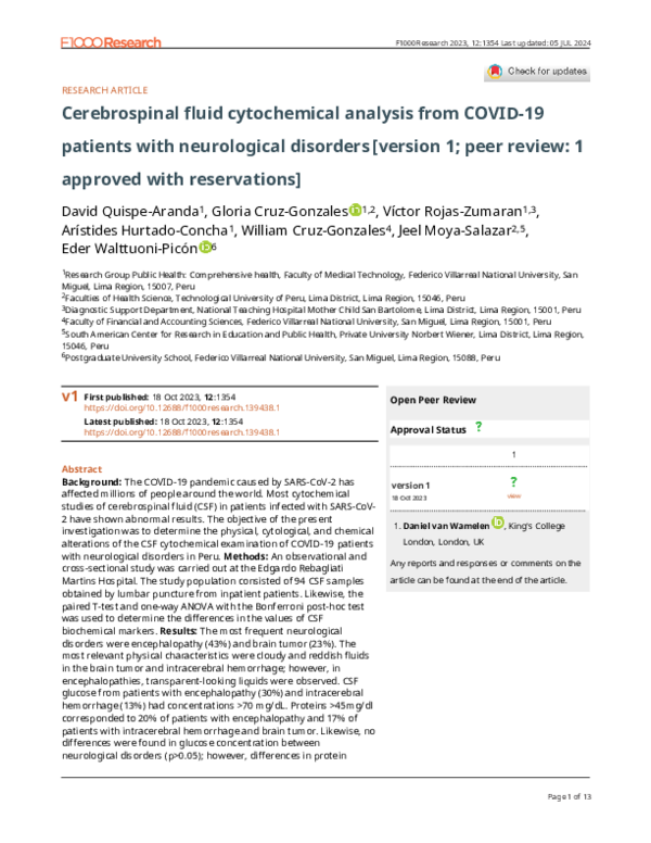 (PDF) Cerebrospinal fluid cytochemical analysis from COVID-19 patients ...