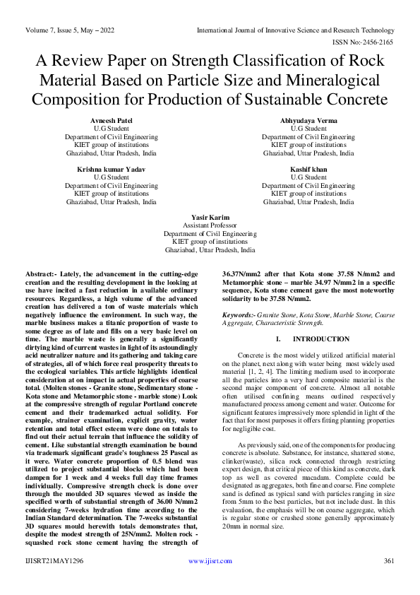 (PDF) A Review Paper on Strength Classification of Rock Material Based ...