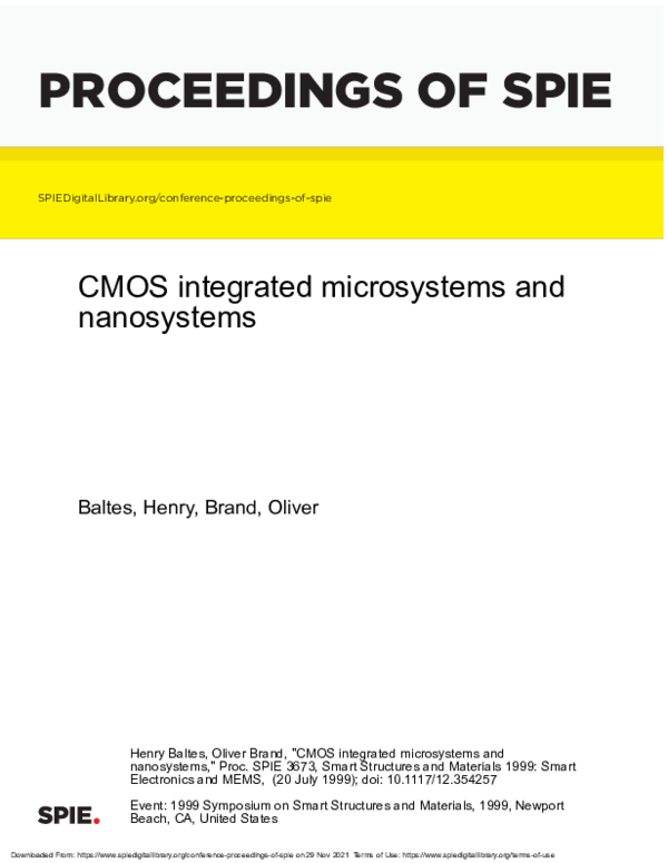 (PDF) CMOS integrated microsystems and nanosystems