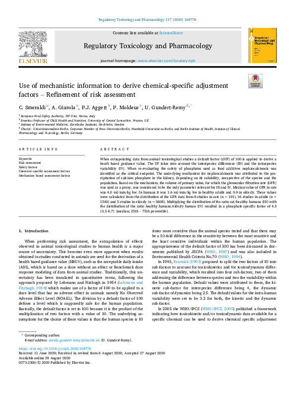 (PDF) Use of mechanistic information to derive chemical-specific ...