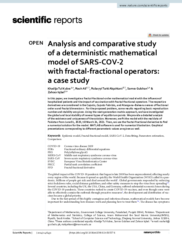 (PDF) Analysis and comparative study of a deterministic mathematical ...