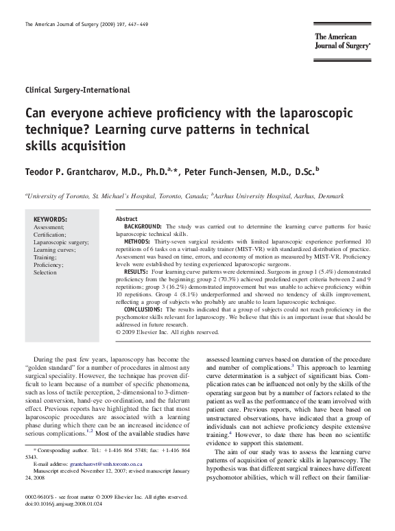 (PDF) Can everyone achieve proficiency with the laparoscopic technique ...