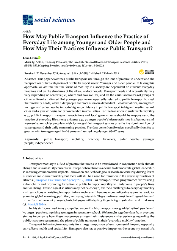 (PDF) How May Public Transport Influence the Practice of Everyday Life ...