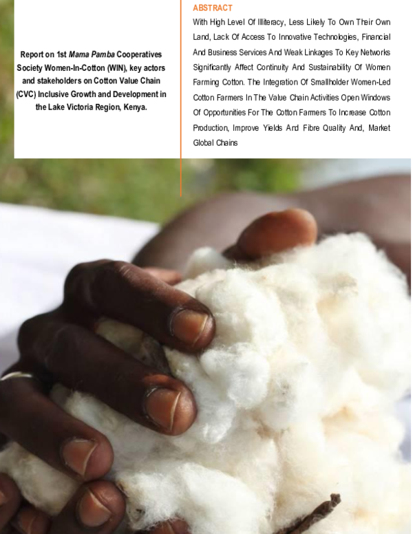 (PDF) Report on 1st Mama Pamba Cooperatives Society Women-In-Cotton ...