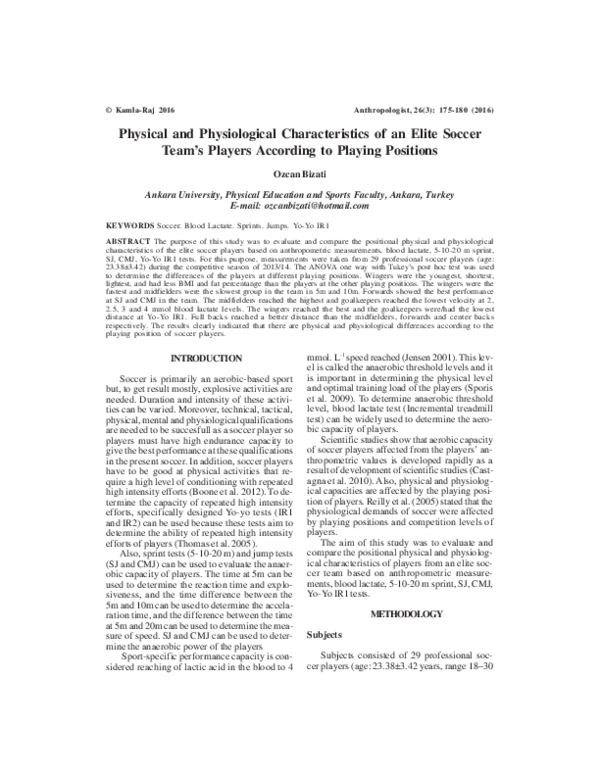 (PDF) Physical and Physiological Characteristics of an Elite Soccer ...