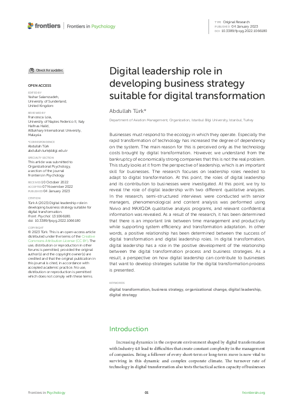 (PDF) Digital leadership role in developing business strategy suitable ...