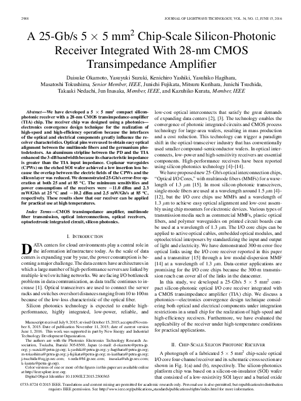 (PDF) A 25-Gb/s 5 × 5 mm2Chip-Scale Silicon-Photonic Receiver ...