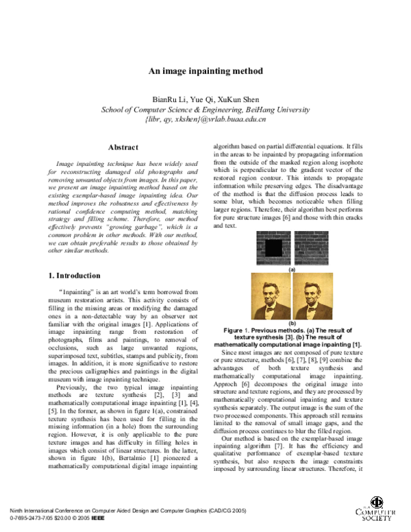(PDF) An image inpainting method