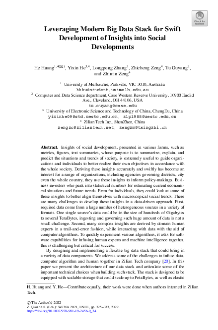 (PDF) Leveraging Modern Big Data Stack for Swift Development of ...