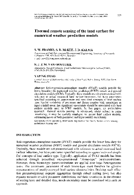 (PDF) Thermal remote sensing of the land surface for numerical weather ...