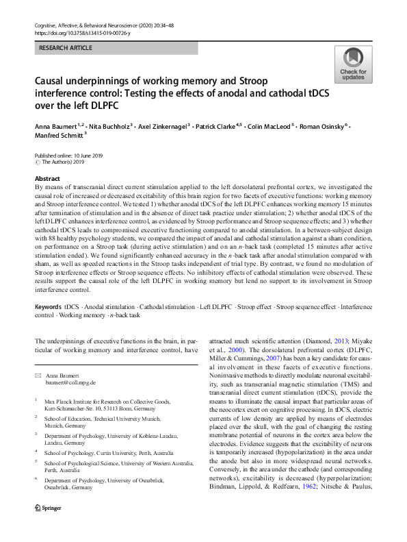 (PDF) Causal underpinnings of working memory and Stroop interference ...