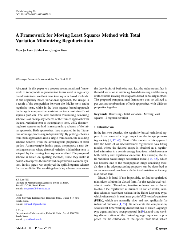 (PDF) A Framework for Moving Least Squares Method with Total Variation ...