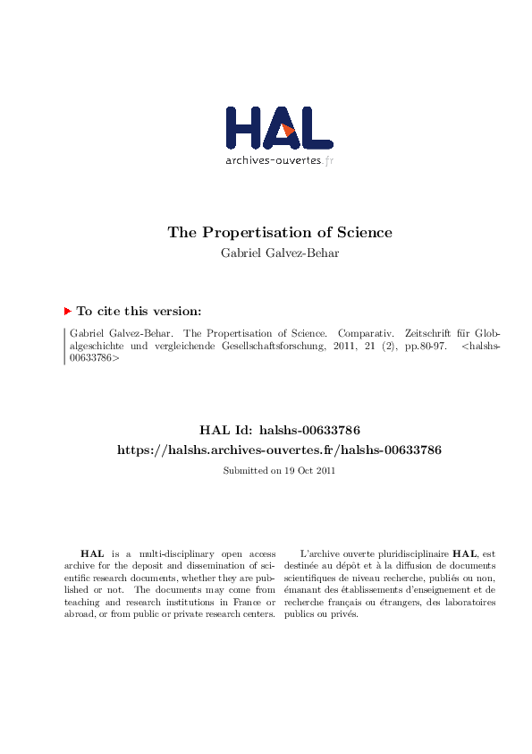 (PDF) The Propertisation of Science