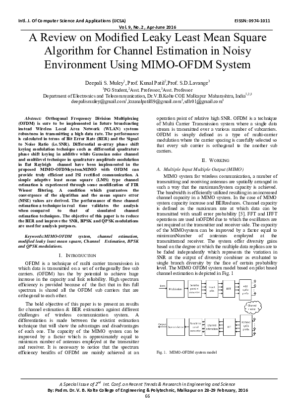 (PDF) A Review on Modified Leaky Least Mean Square Algorithm for ...