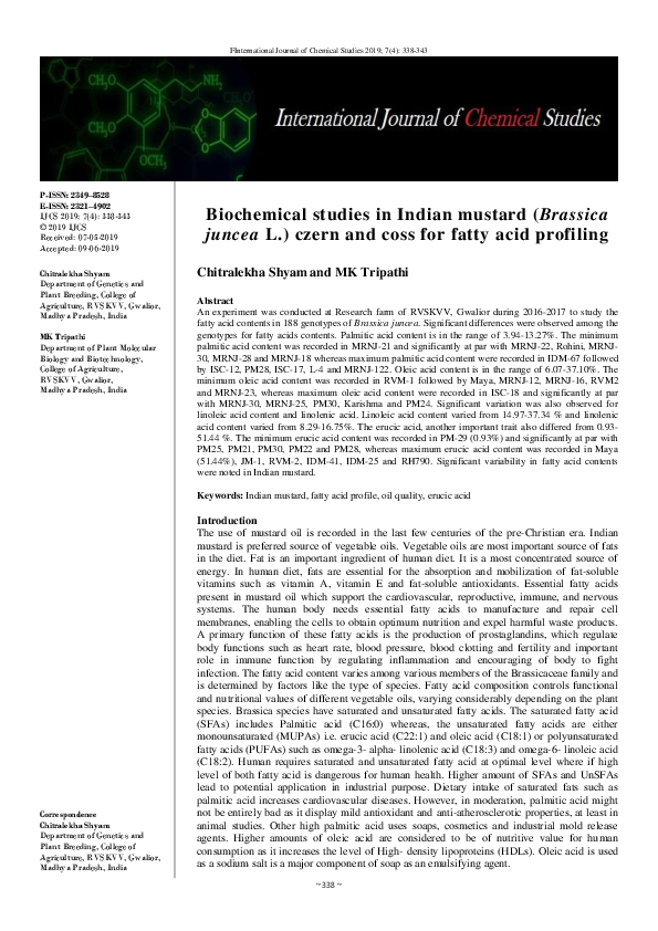 (PDF) Biochemical studies in Indian mustard (Brassica juncea L.) czern ...