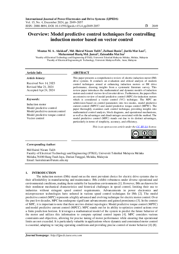 (PDF) Overview: Model predictive control techniques for controlling ...