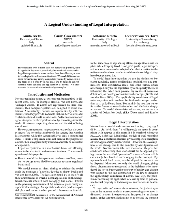 (PDF) A logical understanding of legal interpretation