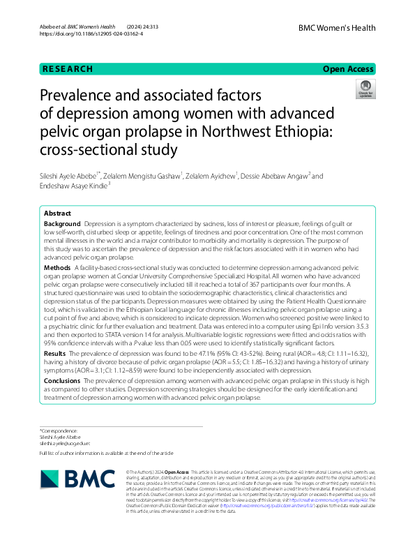 (PDF) Prevalence and associated factors of depression among women with ...