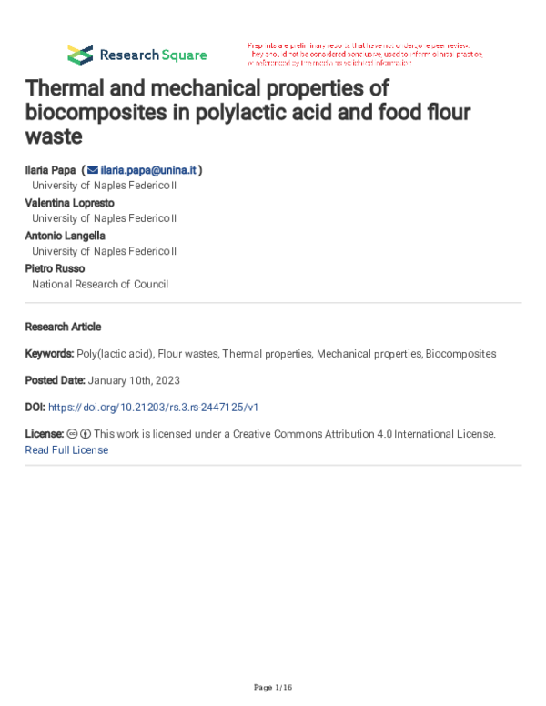 (PDF) Thermal and mechanical properties of biocomposites in polylactic ...