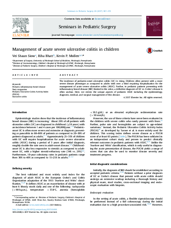 (PDF) The Management of Acute Severe Ulcerative Colitis