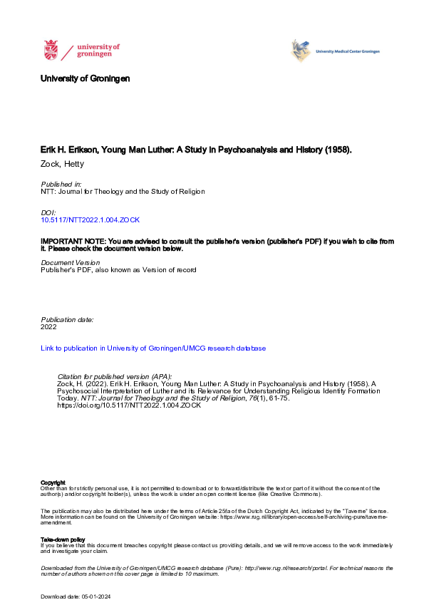 PDF) Erik H. Erikson, Young Man Luther: A Study in Psychoanalysis