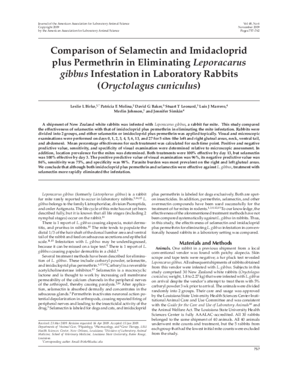(PDF) Comparison of selamectin and imidacloprid plus permethrin in ...