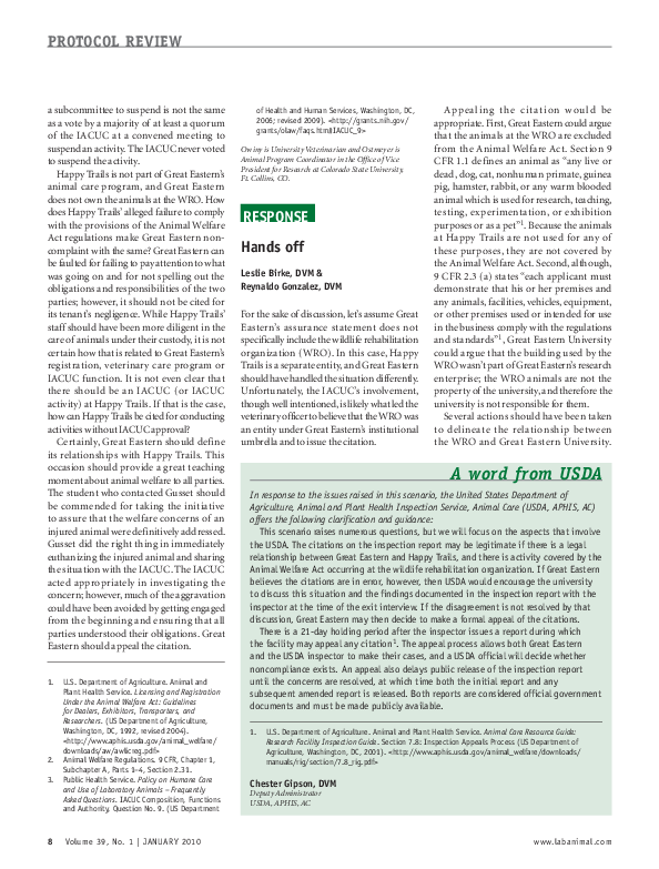 (PDF) Response to Protocol Review Scenario: Hands off