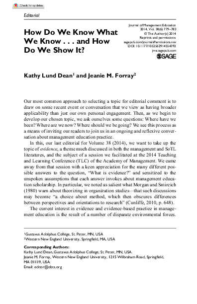 (PDF) How Do We Know What We Know . . . and How Do We Show It?