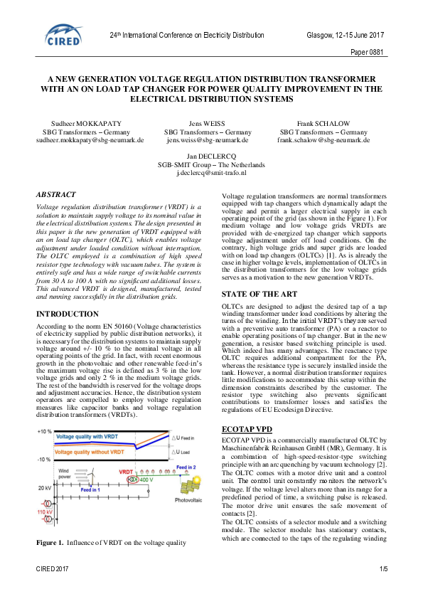(PDF) New generation voltage regulation distribution transformer with ...