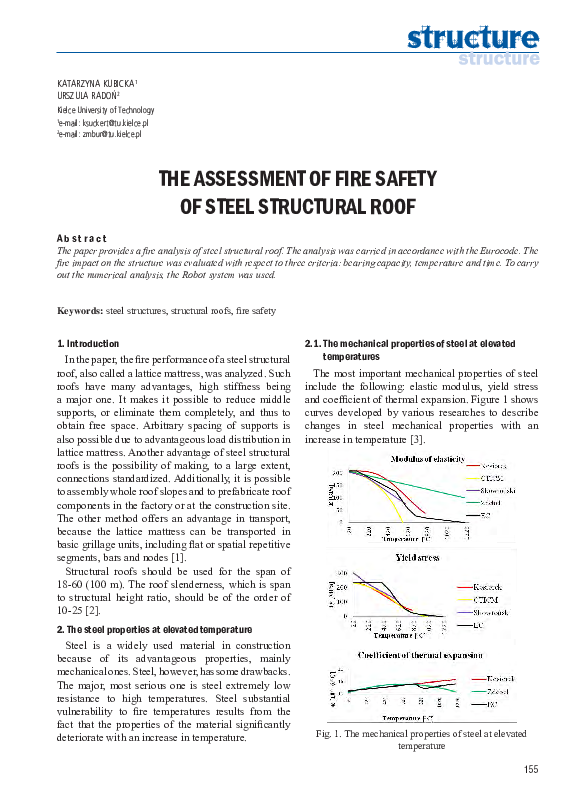 (PDF) The assessment of fire safety of steel structural roof