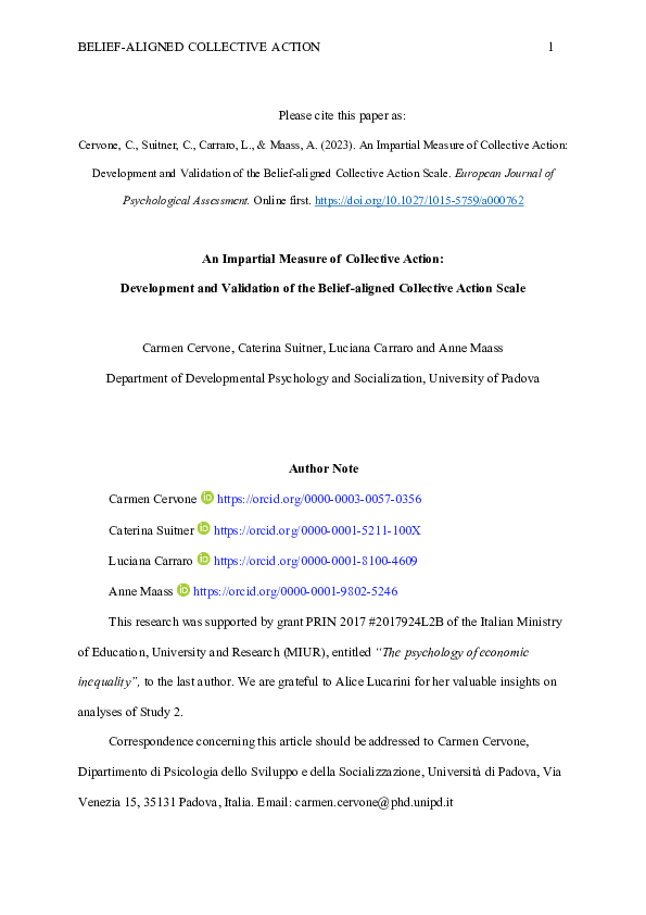 (PDF) An Impartial Measure of Collective Action: Development and ...