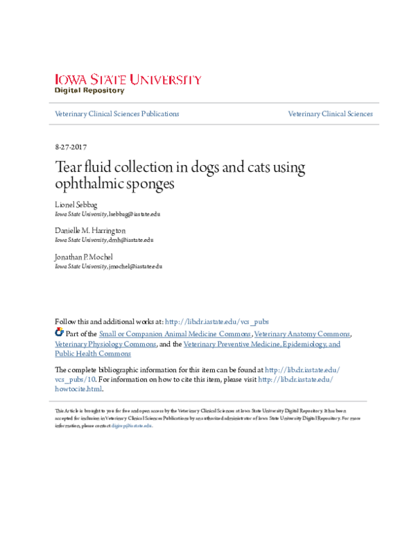 (PDF) Tear fluid collection in dogs and cats using ophthalmic sponges