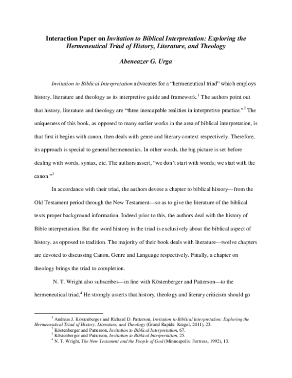 (PDF) Interaction Paper on Invitation to Biblical Interpretation ...