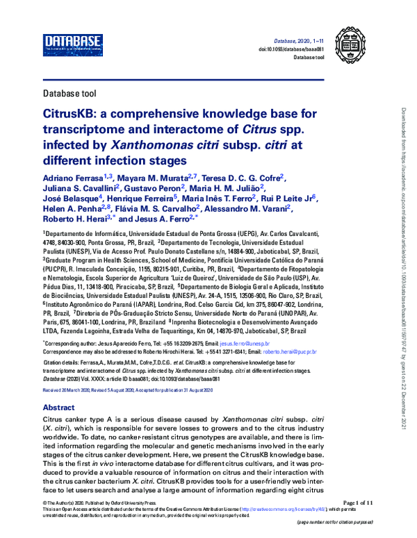 (PDF) CitrusKB: A Comprehensive Knowledge Base for Transcriptome and ...