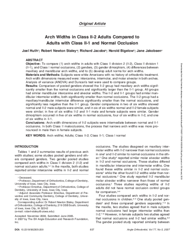 (PDF) Arch Widths in Class II-2 Adults Compared to Adults with Class II ...