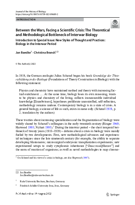 (PDF) Between the Wars, Facing a Scientific Crisis: The Theoretical and ...