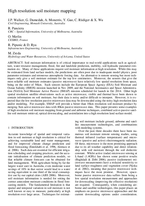 (PDF) High resolution soil moisture mapping