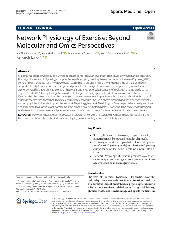(PDF) Network Physiology of Exercise: Beyond Molecular and Omics ...