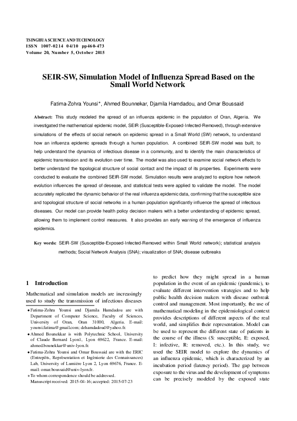 (PDF) SEIR-SW, simulation model of influenza spread based on the Small ...